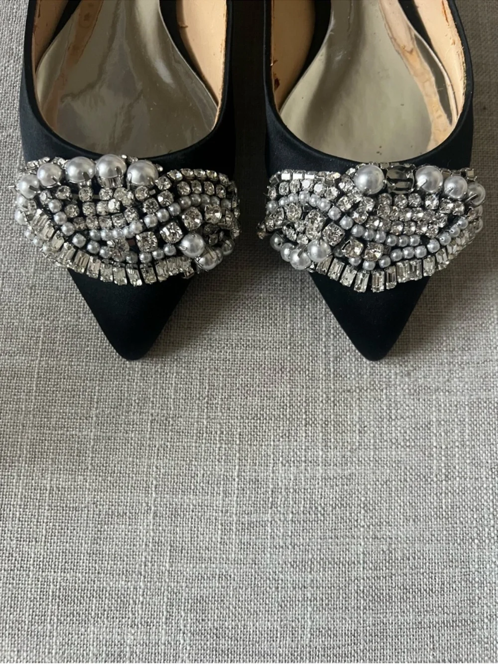 Badgley Mischka Black jewel Embellished Ballet Flats, women’s 7, luxury occasion